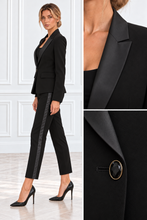 Pantalone New York nero con banda laterale in raso