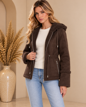 Giacca reversibile con cappuccio cioccolato – liscio