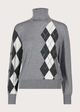 Lupetto jacquard grigio con motivo a rombi