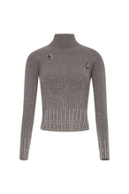 Maglia dolcevita grigia slim con applicazioni luminose - fronte