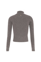 Maglia dolcevita grigia slim con applicazioni luminose - retro