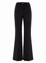 Pantalone nero a zampa con bottone dorato