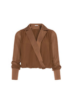 BLUSA CROPPED CON COLLETTO IN RASO