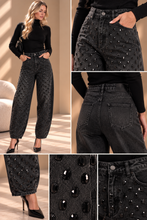 JEANS CARROT BALLOON IN DENIM NERO CON LAVAGGIO SCURO