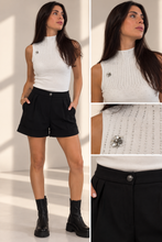 Top senza maniche in maglia con applicazioni luminose