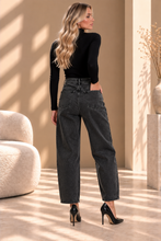 JEANS CARROT BALLOON IN DENIM NERO CON LAVAGGIO SCURO