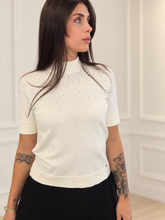 Maglia a collo alto con strass