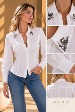 Camicia collo Swarovski