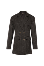 Blazer Gessato con Dettagli Dorati