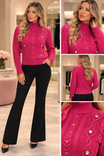 Maglia cristalli collo alto