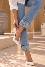Jeans risvolto diamanti