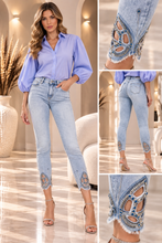 Jeans farfalla cristalli