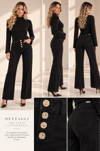 Pantaloni straight con bottoni gioiello