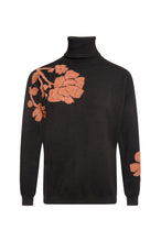 Maglia nera con fiori jacquard — vista davanti