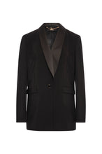 Blazer lungo nero Fracomina con revers in raso - davanti