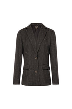 Blazer nero gessato con dettagli dorati Gio Chic fronte