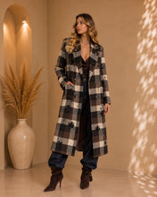 Cappotto regular lungo a quadri Brown - vista frontale