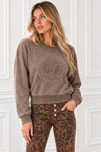 Felpa Gaudì taupe con logo e strass – tre quarti