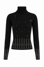 Maglia dolcevita nera slim con applicazioni luminose - Gio Chic