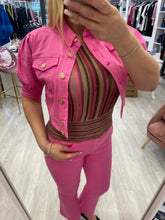 Giubbino jeans maniche corte
